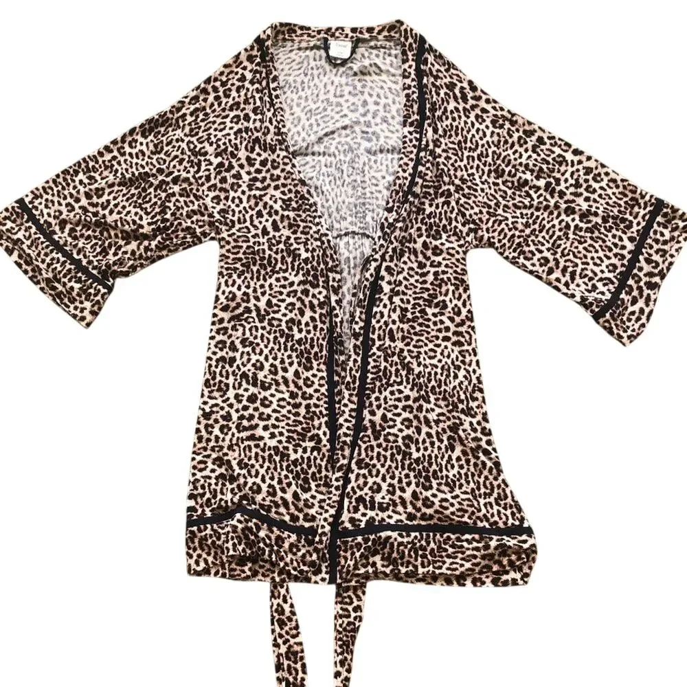 SOMA Intimates Cheetah Print Kimono Wrap Robe Small/Medium